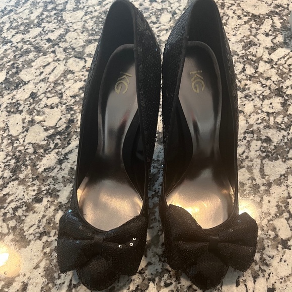 Kurt Geiger Dolly Black Sequin Bow Heels 40 / 10 - Picture 2 of 9